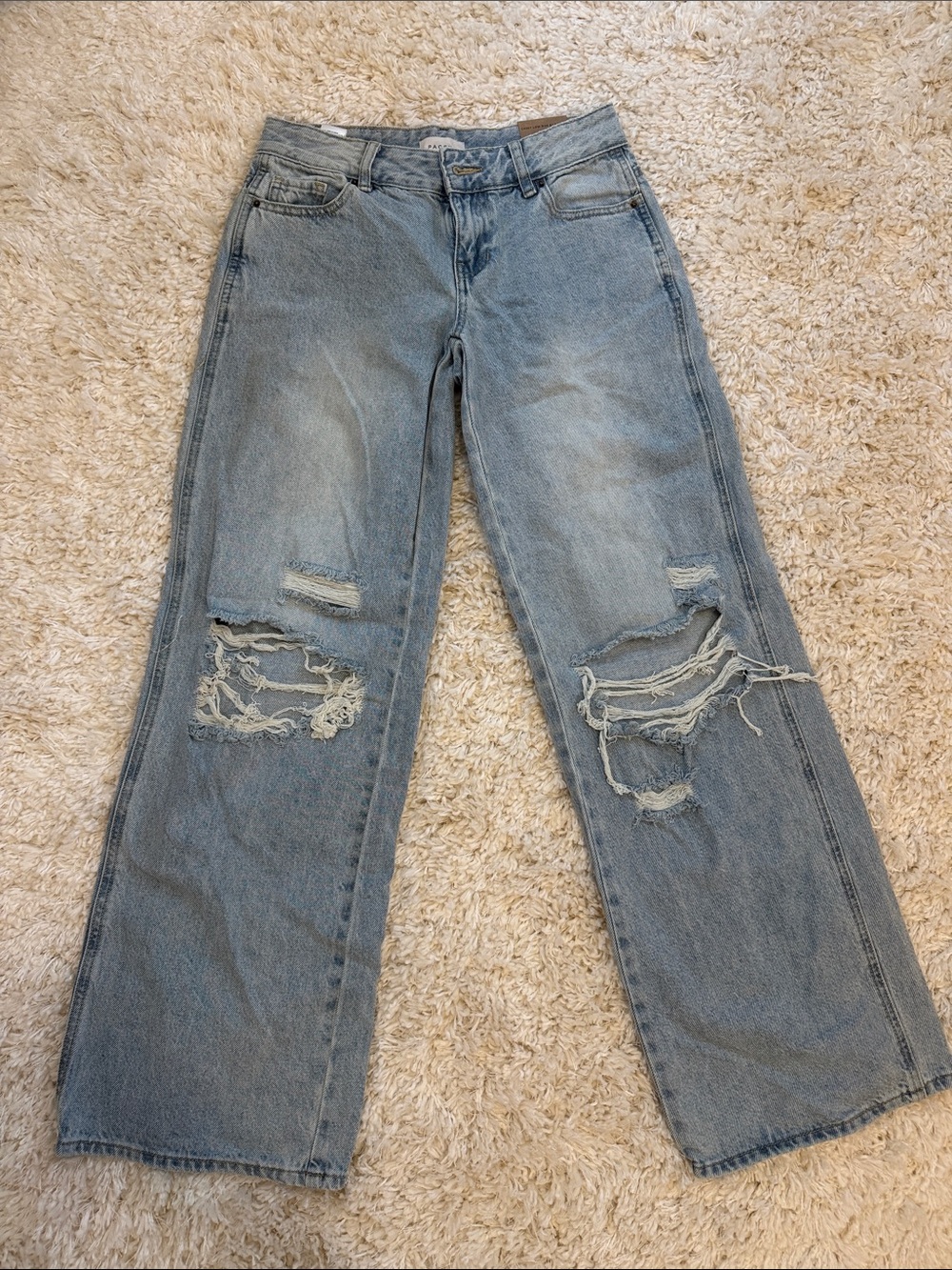 PacSun Light Blue Distressed Wide-Leg Jeans